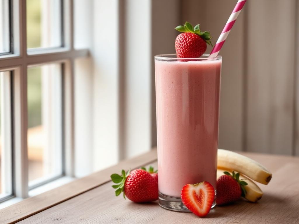 Foto da receita: Smoothie de morango com iogurte