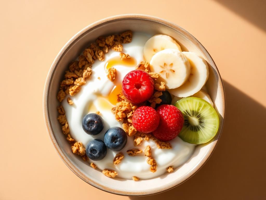 Foto da receita: Bowl de iogurte natural com frutas