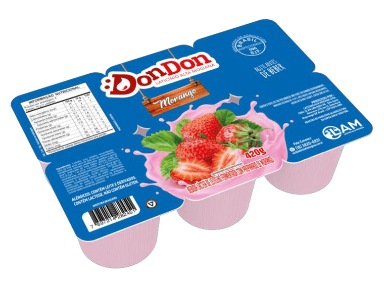 Embalagem Bandeja Bebida Láctea Dondon 420g (6 potes)